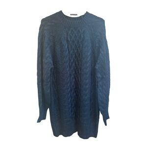 ANRABESS Cable Knit Sweater Long Sleeve Crew Neck Black Size S